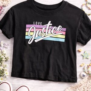 Justice Girls Love Justice Rainbow Graphic Tee Size 7/8